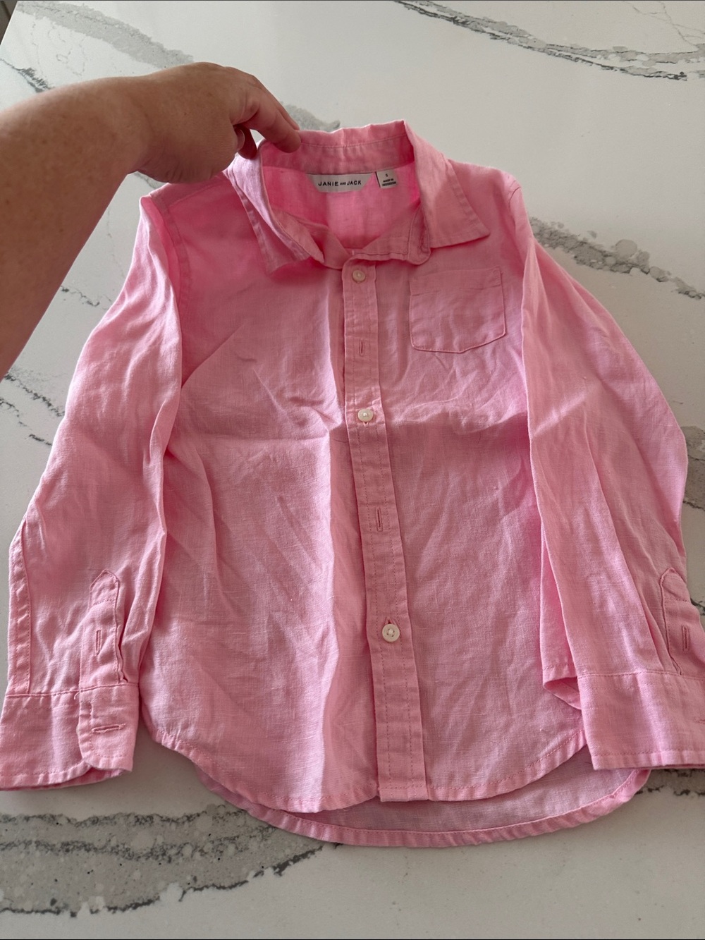 Janie and Jack Boys Pink Button-Down linen Shirt